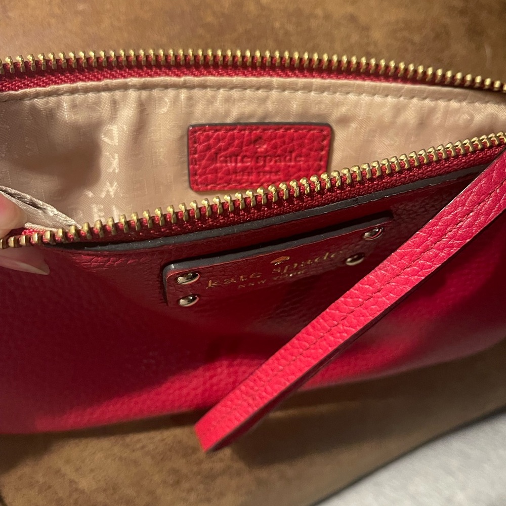 Kate Spade Cherry Red Leather wristlet. Never used! - Picture 3 of 4